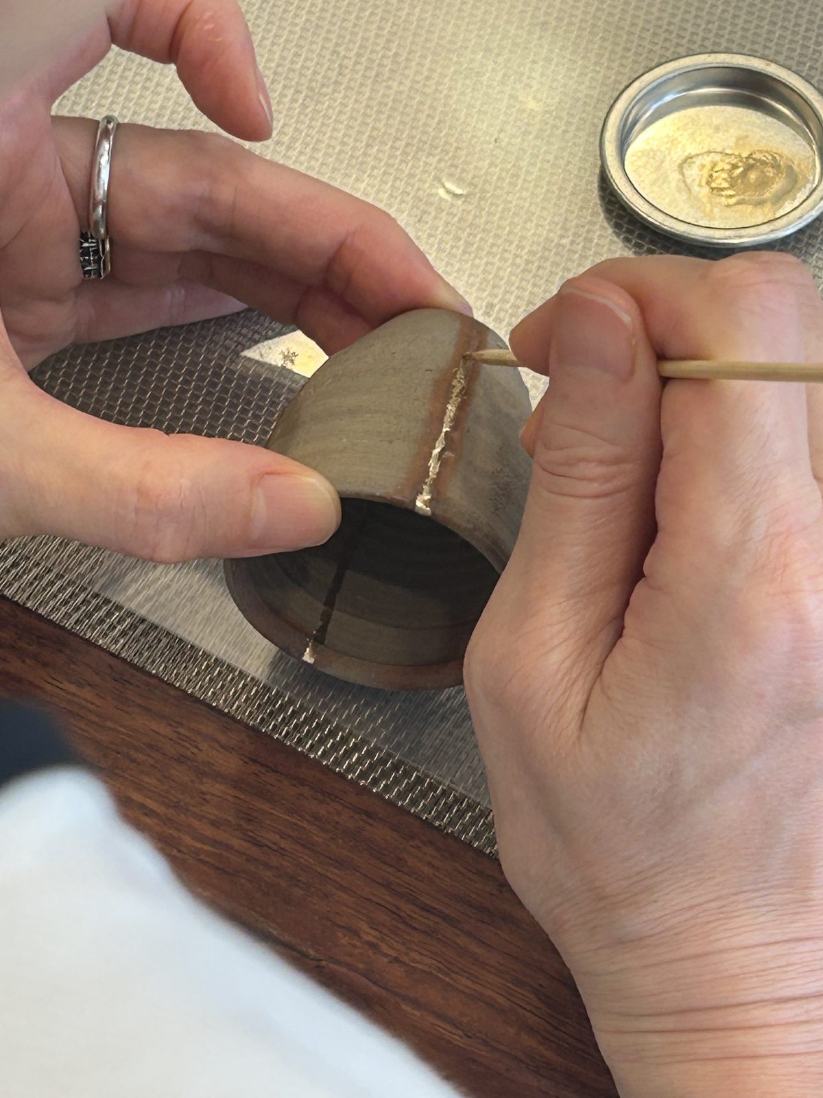 Gold laid into the seam